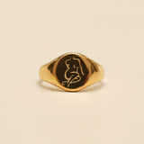 silhouette engraved Signet Ring