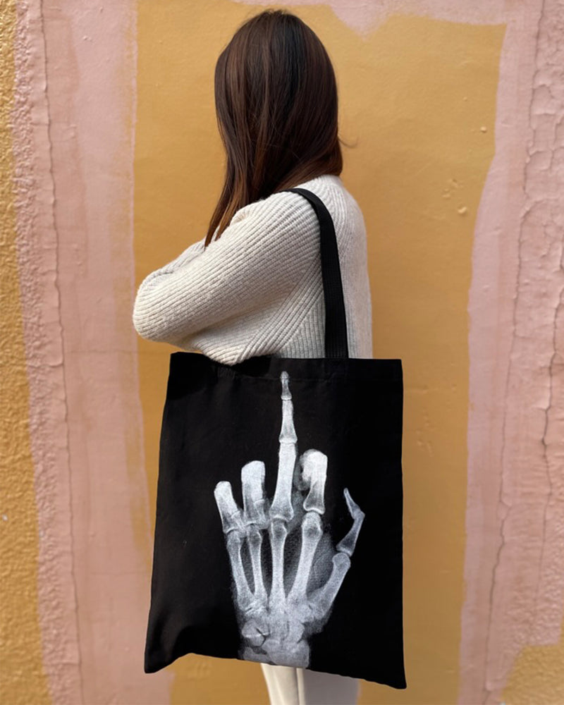 Skeleton Finger Eco Canvas Tote Bag