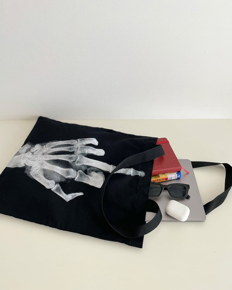 Skeleton Finger Eco Canvas Tote Bag