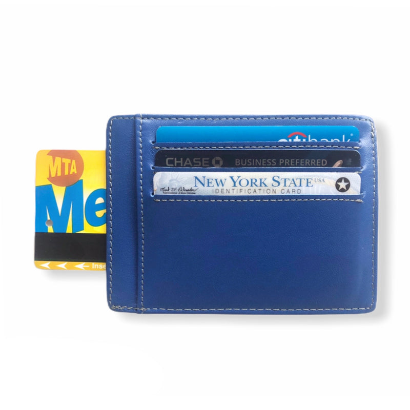 Leather Card Wallet | Navy Blue