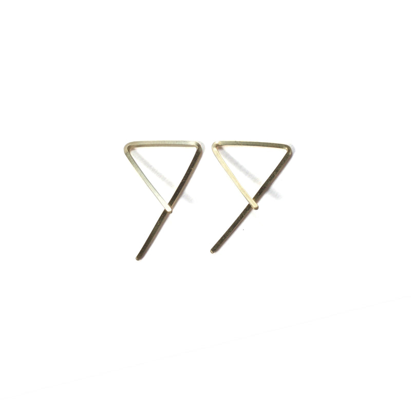 3-D Triangle Wire Earrings - Yellow Gold 