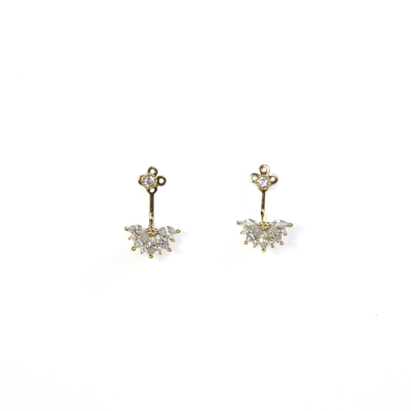 Half Snowflake Ear Jacket Earrings - yellow gold