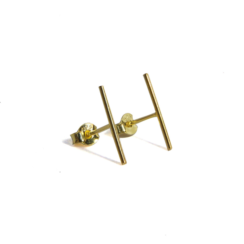 Large Skinny Bar Earrings - Yellow gold