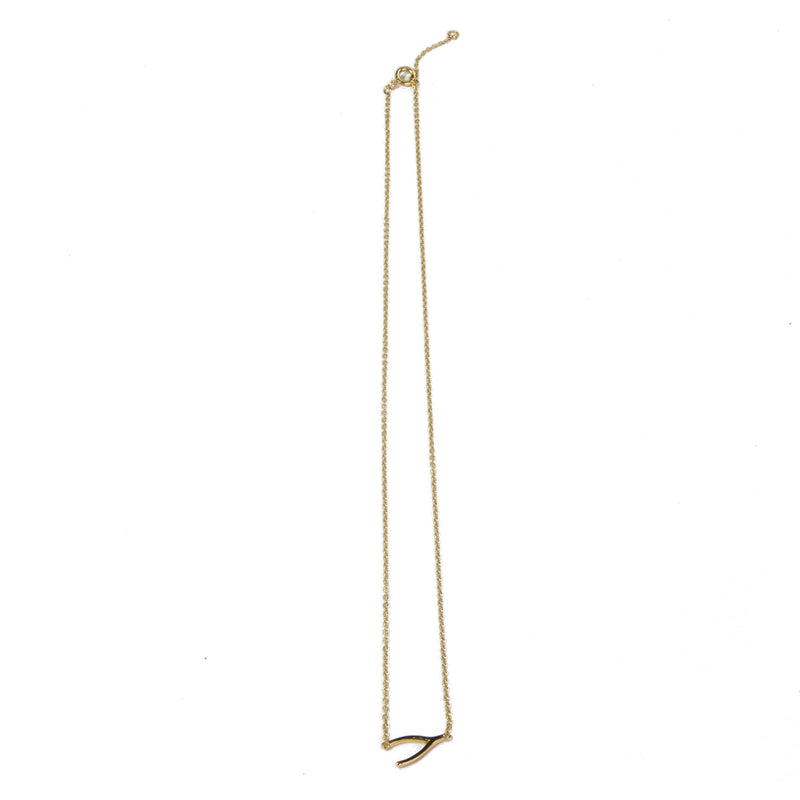 Yellow Gold Wishbone Necklace Closure