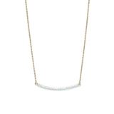 Yellow Gold CZ Curved Bar Necklace